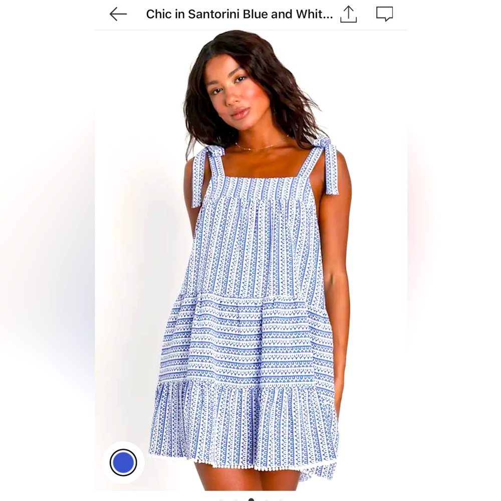 Chic in Santorini Blue and White Tie-Strap
Dress